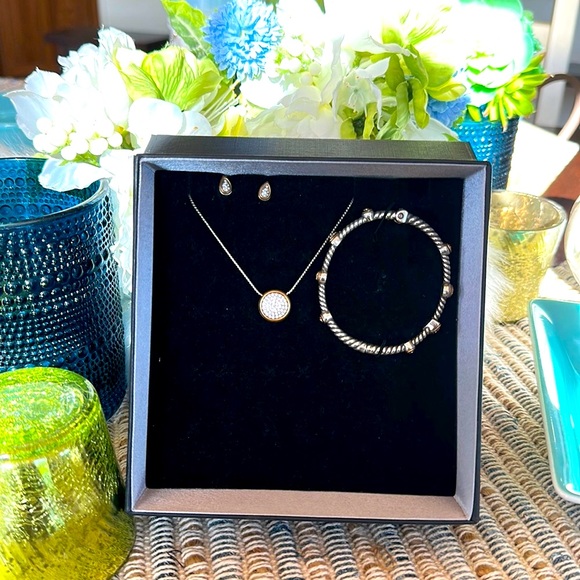 ⭐️SOLD⭐️Brighton MASSANDRA gold/silver Swarovski Crystal necklace bracelet Earri - Picture 2 of 16